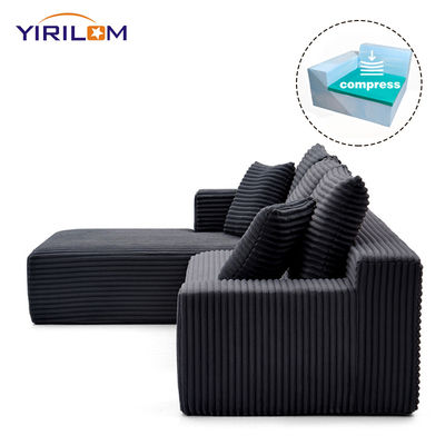 Goede prijs Super Diepe L-vormige Modulaire Bank met Verstelbare Chaise en Corduroy Stof in Vacuüm Samengeperste Rol online